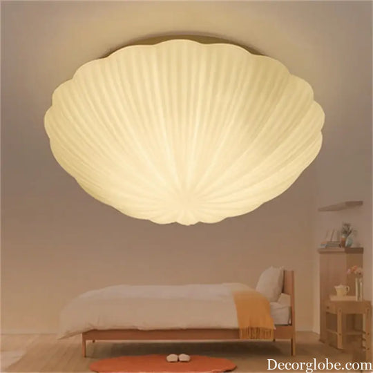 Home Deco Shell Shape E27 LED Bulb Ceiling Light Fixture Modern Brief Romantic Kids Bedroom White Glass Conch Ceiling