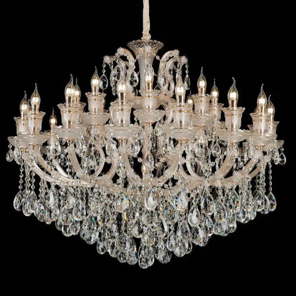 European Crystal Chandelier 2024 New Restaurant Lamp Simple Bedroom Study Lamp Luxury Atmospheric House Living Room