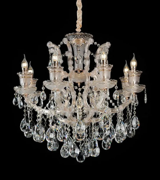European Crystal Chandelier 2024 New Restaurant Lamp Simple Bedroom Study Lamp Luxury Atmospheric House Living Room