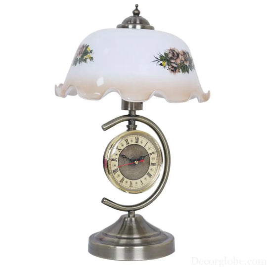 Cross-Border Exclusive for Mid-Century Style Retro Nostalgic European Cheongsam Clock Table Lamp Study Living Room