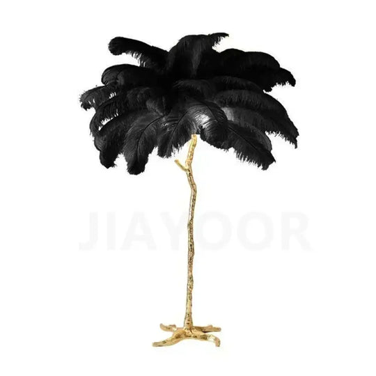 Modern Luxury Feather Floor Lamp Apartment Living Room Bedroom Ostrich Bedside Desk Lamp Decorative LED Lighting Villa