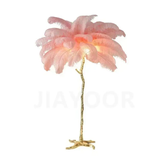 Modern Luxury Feather Floor Lamp Apartment Living Room Bedroom Ostrich Bedside Desk Lamp Decorative LED Lighting Villa