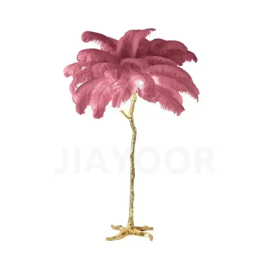 Modern Luxury Feather Floor Lamp Apartment Living Room Bedroom Ostrich Bedside Desk Lamp Decorative LED Lighting Villa