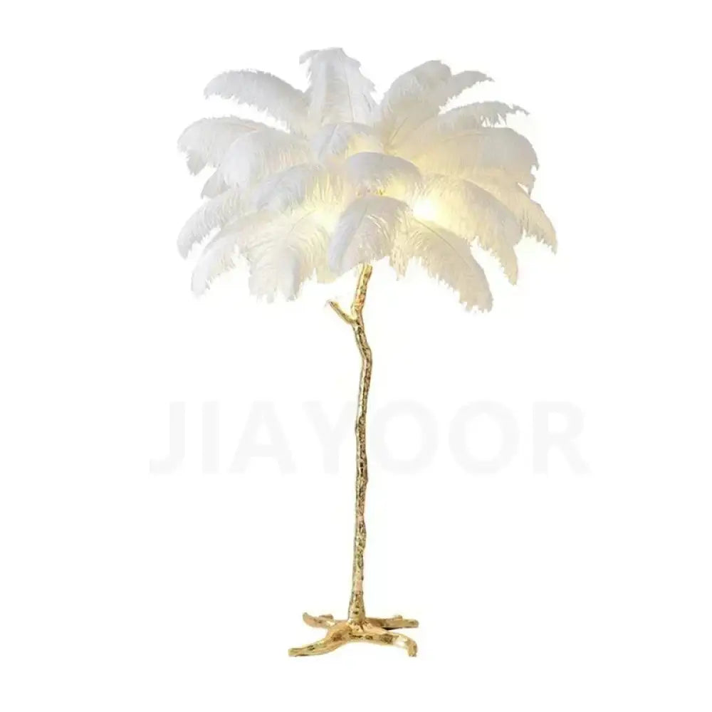 Modern Luxury Feather Floor Lamp Apartment Living Room Bedroom Ostrich Bedside Desk Lamp Decorative LED Lighting Villa