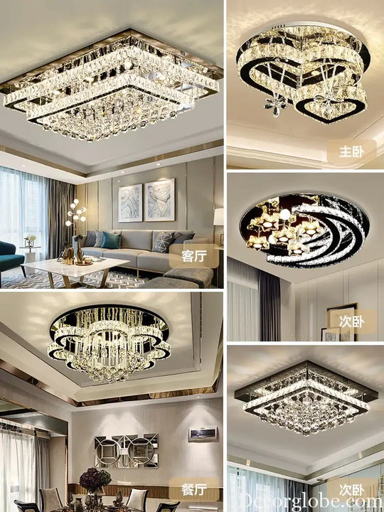 Modern Luxury Crystal LED Chandelier For Living Room Bedroom Dining Room Kitchen Ceiling Lamp Silver Chrome Remote