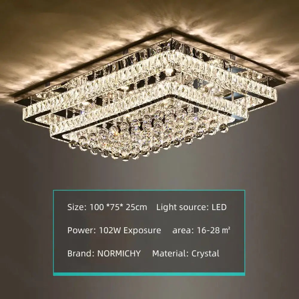 Modern Luxury Crystal LED Chandelier For Living Room Bedroom Dining Room Kitchen Ceiling Lamp Silver Chrome Remote