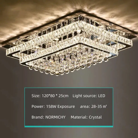 Modern Luxury Crystal LED Chandelier For Living Room Bedroom Dining Room Kitchen Ceiling Lamp Silver Chrome Remote