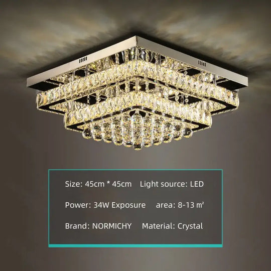 Modern Luxury Crystal LED Chandelier For Living Room Bedroom Dining Room Kitchen Ceiling Lamp Silver Chrome Remote