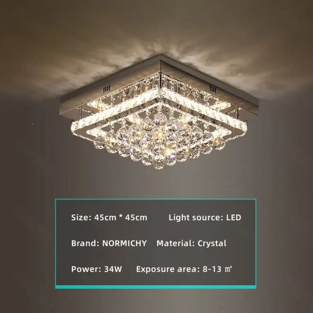 Modern Luxury Crystal LED Chandelier For Living Room Bedroom Dining Room Kitchen Ceiling Lamp Silver Chrome Remote