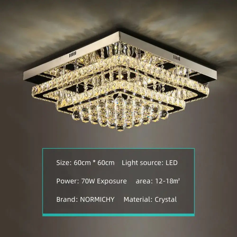 Modern Luxury Crystal LED Chandelier For Living Room Bedroom Dining Room Kitchen Ceiling Lamp Silver Chrome Remote