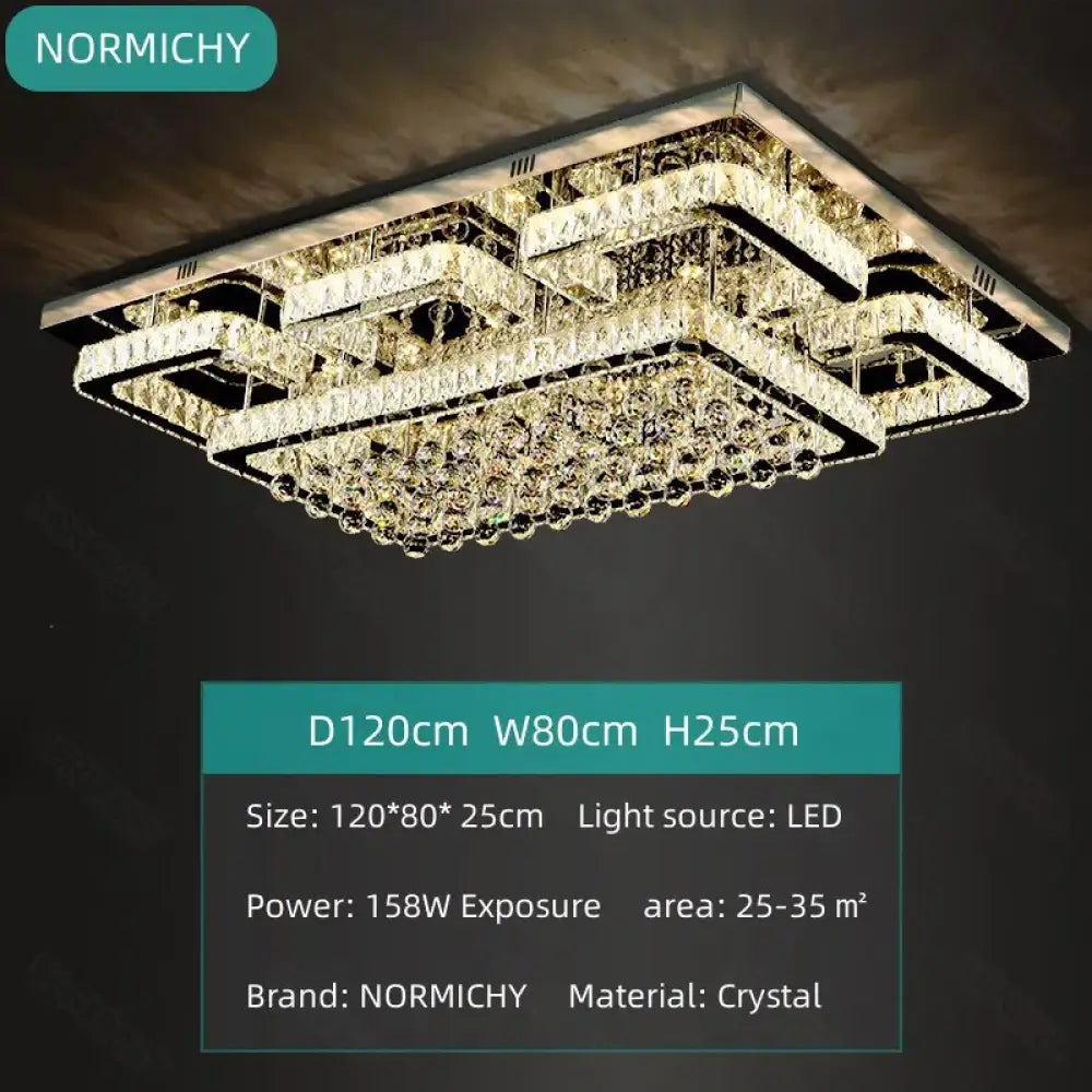 Modern Luxury Crystal LED Chandelier For Living Room Bedroom Dining Room Kitchen Ceiling Lamp Silver Chrome Remote