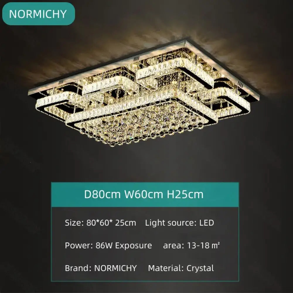 Modern Luxury Crystal LED Chandelier For Living Room Bedroom Dining Room Kitchen Ceiling Lamp Silver Chrome Remote