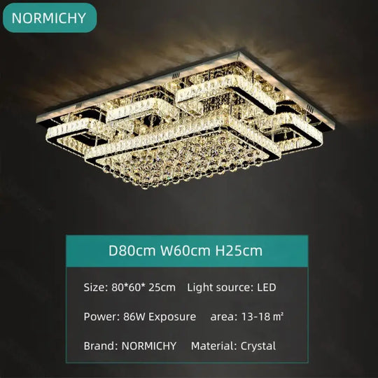 Modern Luxury Crystal LED Chandelier For Living Room Bedroom Dining Room Kitchen Ceiling Lamp Silver Chrome Remote