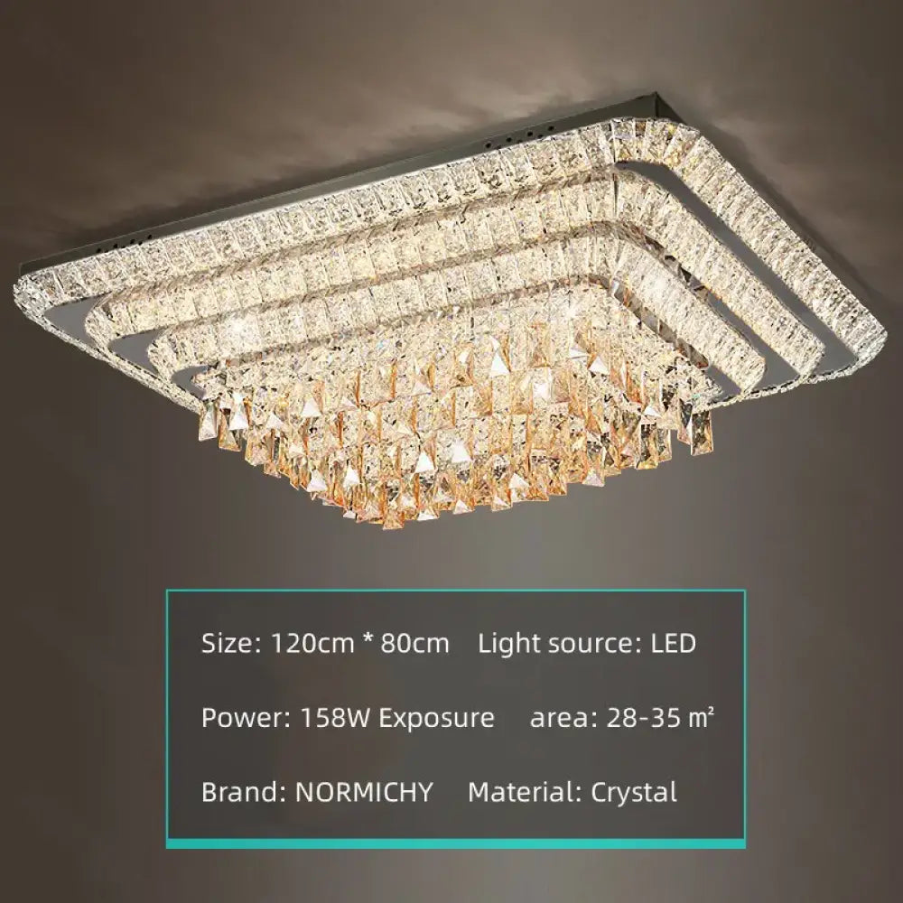 Modern Luxury Crystal LED Chandelier For Living Room Bedroom Dining Room Kitchen Ceiling Lamp Silver Chrome Remote