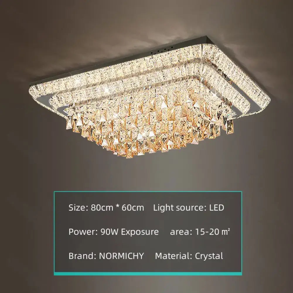 Modern Luxury Crystal LED Chandelier For Living Room Bedroom Dining Room Kitchen Ceiling Lamp Silver Chrome Remote