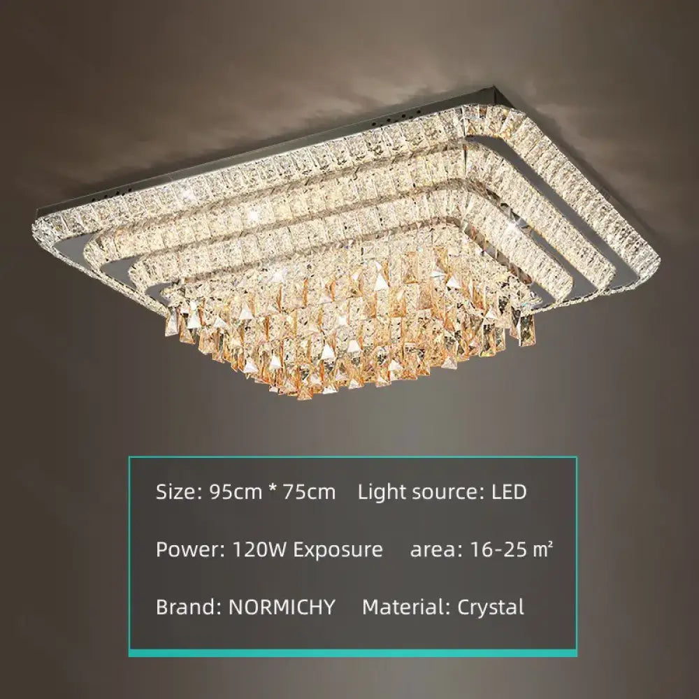 Modern Luxury Crystal LED Chandelier For Living Room Bedroom Dining Room Kitchen Ceiling Lamp Silver Chrome Remote