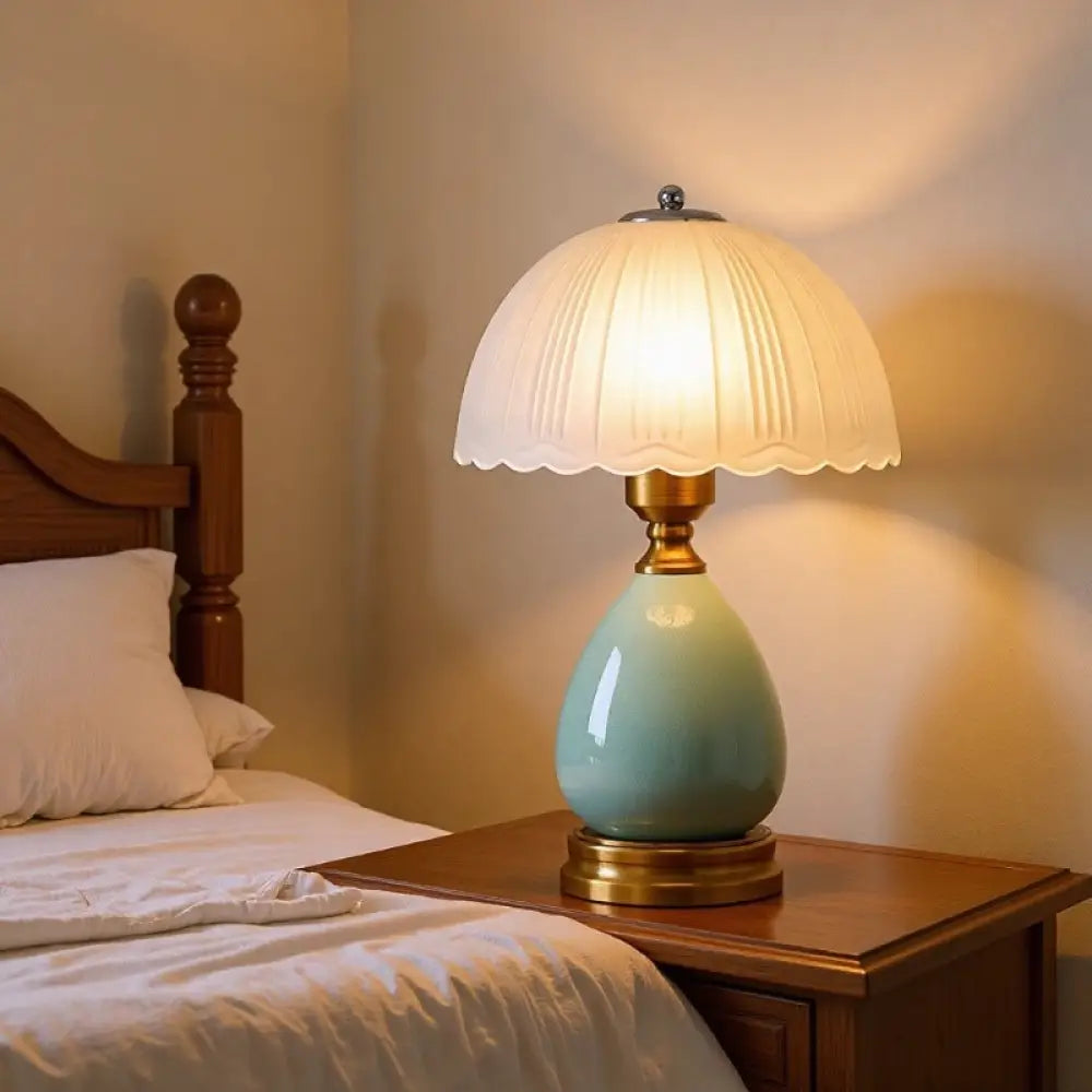 Cross-Border Ceramic Led Table Lamp Retro Bedroom Bedside Lamp Zhongshan Lighting Fixtures E-Commerce Foreign Trade