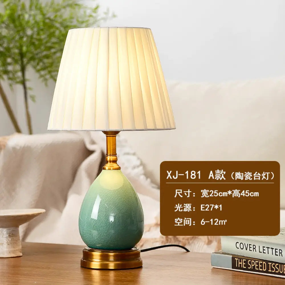 Cross-Border Ceramic Led Table Lamp Retro Bedroom Bedside Lamp Zhongshan Lighting Fixtures E-Commerce Foreign Trade