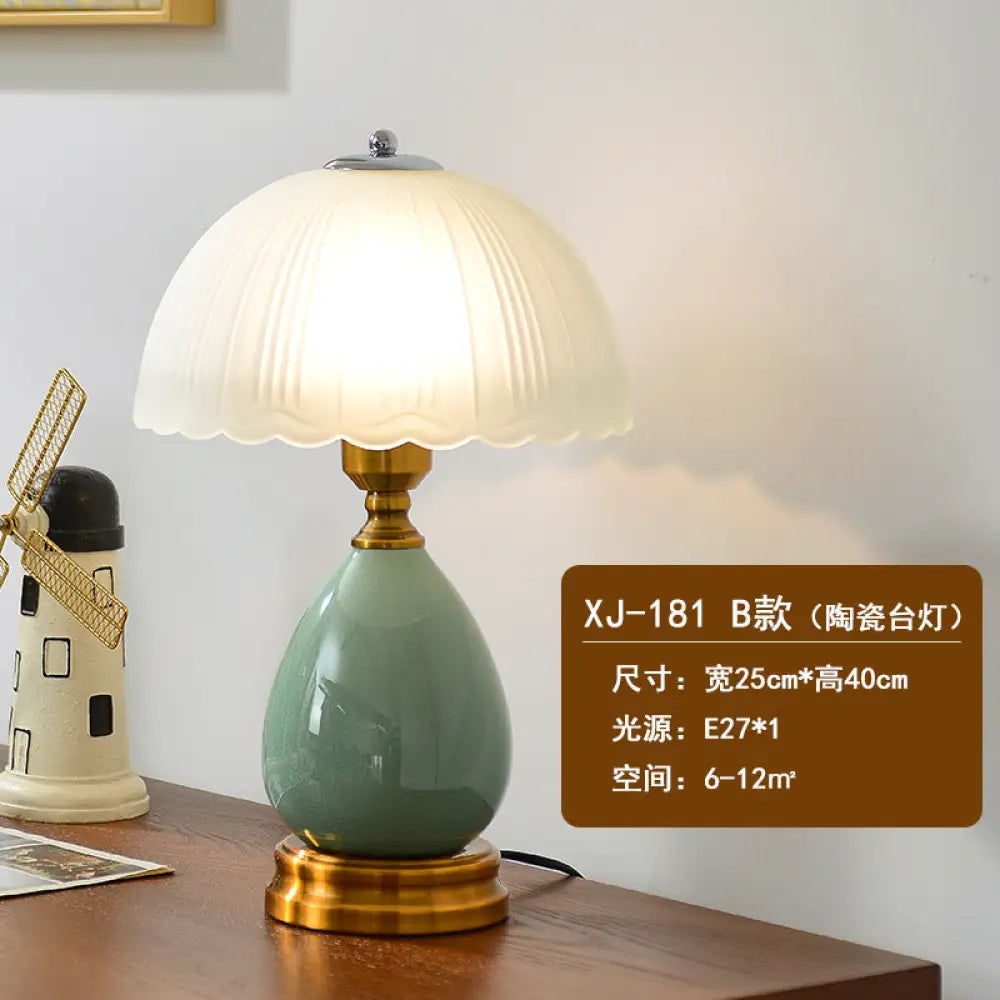 Cross-Border Ceramic Led Table Lamp Retro Bedroom Bedside Lamp Zhongshan Lighting Fixtures E-Commerce Foreign Trade