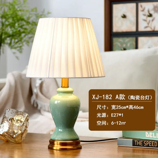 Cross-Border Ceramic Led Table Lamp Retro Bedroom Bedside Lamp Zhongshan Lighting Fixtures E-Commerce Foreign Trade