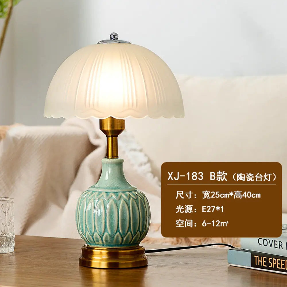 Cross-Border Ceramic Led Table Lamp Retro Bedroom Bedside Lamp Zhongshan Lighting Fixtures E-Commerce Foreign Trade