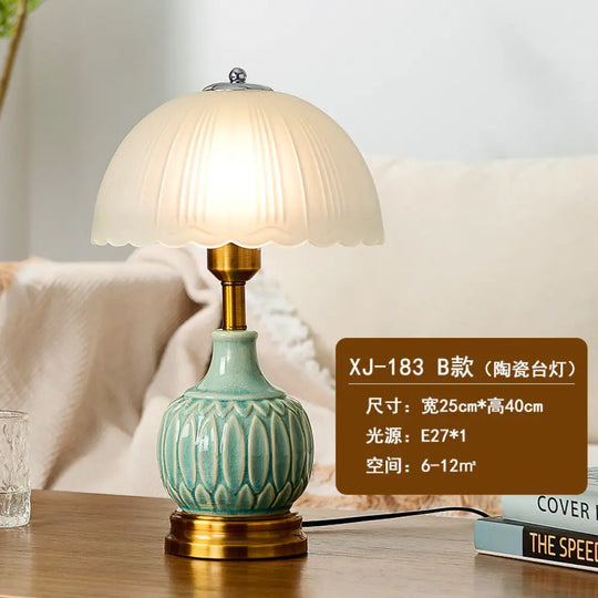Cross-Border Ceramic Led Table Lamp Retro Bedroom Bedside Lamp Zhongshan Lighting Fixtures E-Commerce Foreign Trade