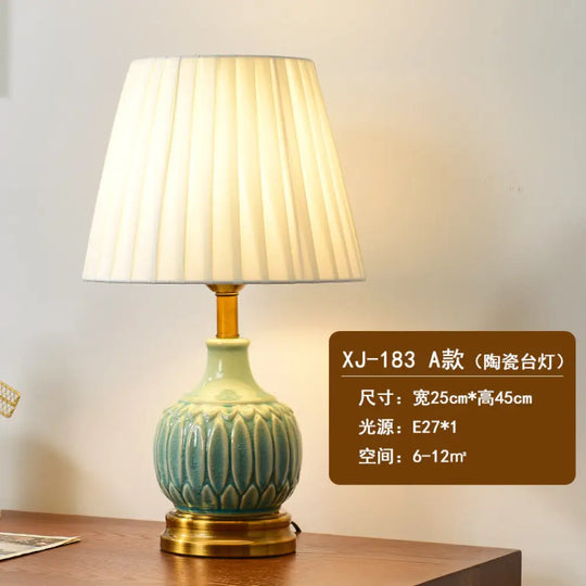 Cross-Border Ceramic Led Table Lamp Retro Bedroom Bedside Lamp Zhongshan Lighting Fixtures E-Commerce Foreign Trade