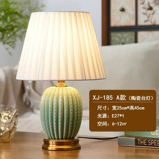 Cross-Border Ceramic Led Table Lamp Retro Bedroom Bedside Lamp Zhongshan Lighting Fixtures E-Commerce Foreign Trade