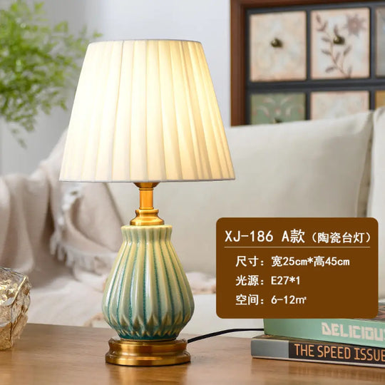 Cross-Border Ceramic Led Table Lamp Retro Bedroom Bedside Lamp Zhongshan Lighting Fixtures E-Commerce Foreign Trade