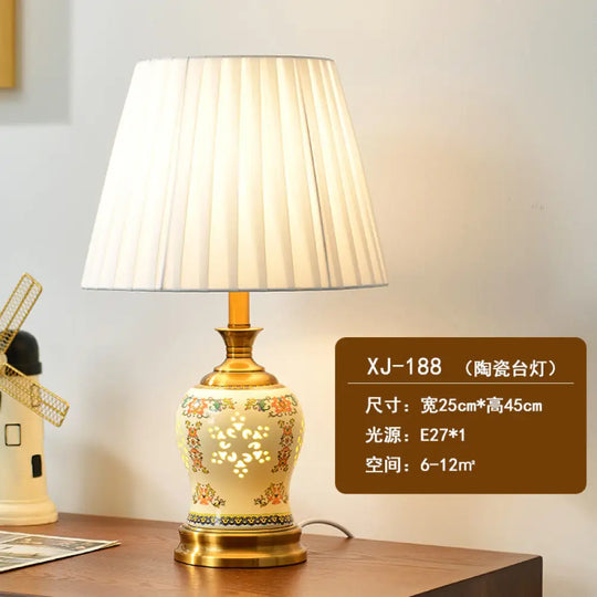 Cross-Border Ceramic Led Table Lamp Retro Bedroom Bedside Lamp Zhongshan Lighting Fixtures E-Commerce Foreign Trade