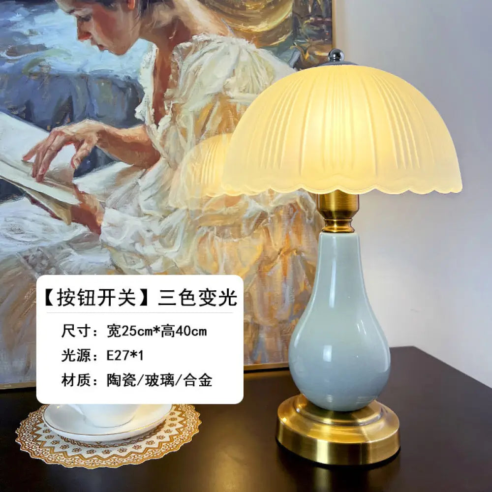 Cross-Border Ceramic Led Table Lamp Retro Bedroom Bedside Lamp Zhongshan Lighting Fixtures E-Commerce Foreign Trade