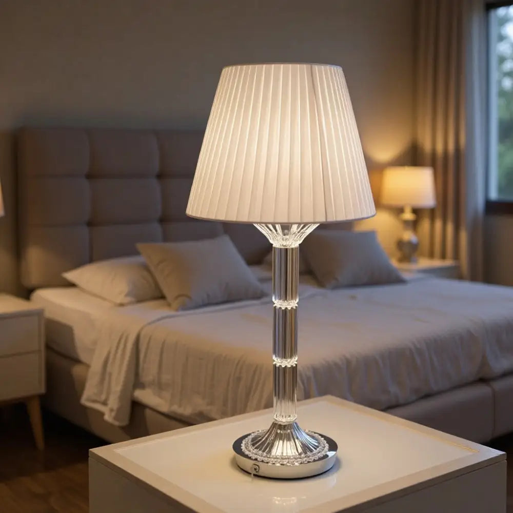French Light Luxury Qianye Crystal Table Lamp Study Bedroom Bedside Lamp Hotel Restaurant Wedding Decoration Table Lamp