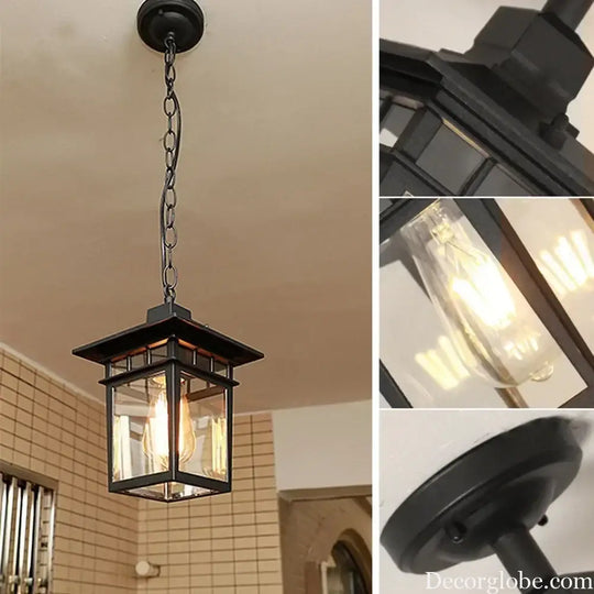 Vintage E27 Outdoor Waterproof and Rust-proof Courtyard Lamp Corridor Aisle Balcony Chandelier Villa Garden Pendant