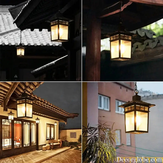 Vintage E27 Outdoor Waterproof and Rust-proof Courtyard Lamp Corridor Aisle Balcony Chandelier Villa Garden Pendant