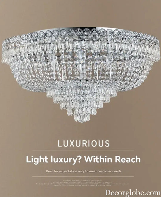 Modern American Style LED Crystal Lamp Circular Home Decoration Living Room Bedroom Dining Room Hotel Ceiling Ceiling