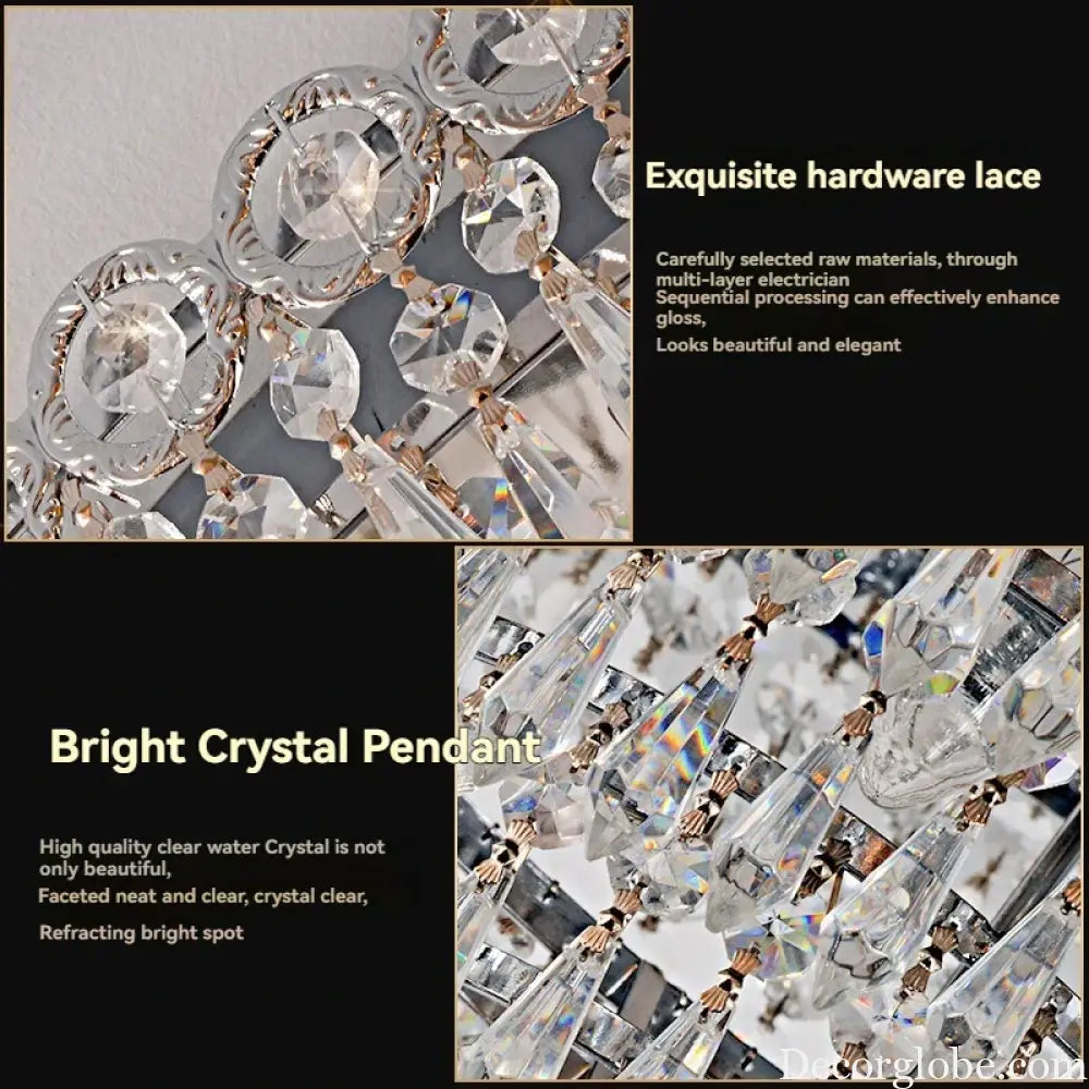 Modern American Style LED Crystal Lamp Circular Home Decoration Living Room Bedroom Dining Room Hotel Ceiling Ceiling