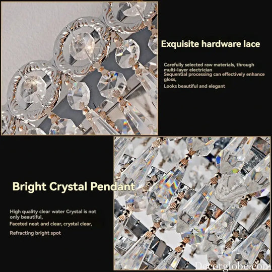 Modern American Style LED Crystal Lamp Circular Home Decoration Living Room Bedroom Dining Room Hotel Ceiling Ceiling