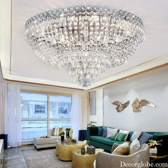 Modern American Style LED Crystal Lamp Circular Home Decoration Living Room Bedroom Dining Room Hotel Ceiling Ceiling