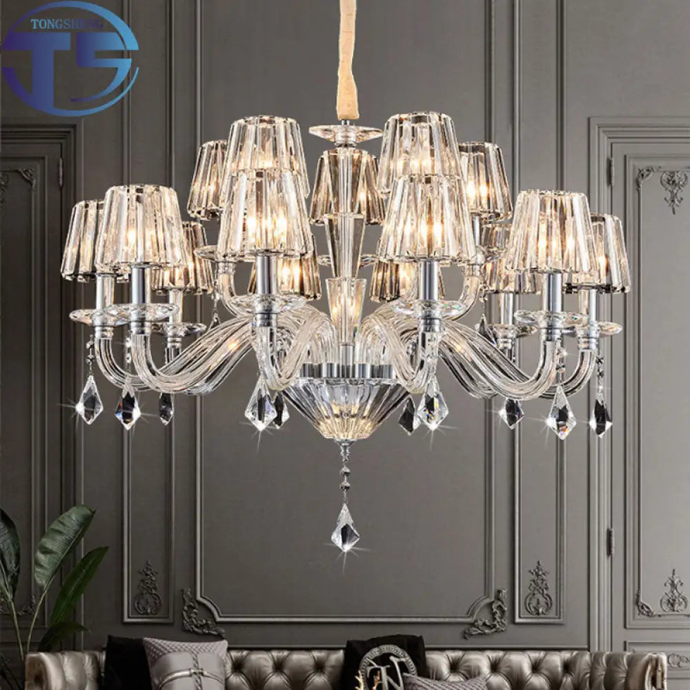 European-Style Living Room Crystal Chandelier 2024 Simple Modern Bedroom Study Lamp Light Luxury Villa Dining Room Main