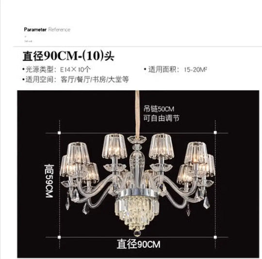 European-Style Living Room Crystal Chandelier 2024 Simple Modern Bedroom Study Lamp Light Luxury Villa Dining Room Main