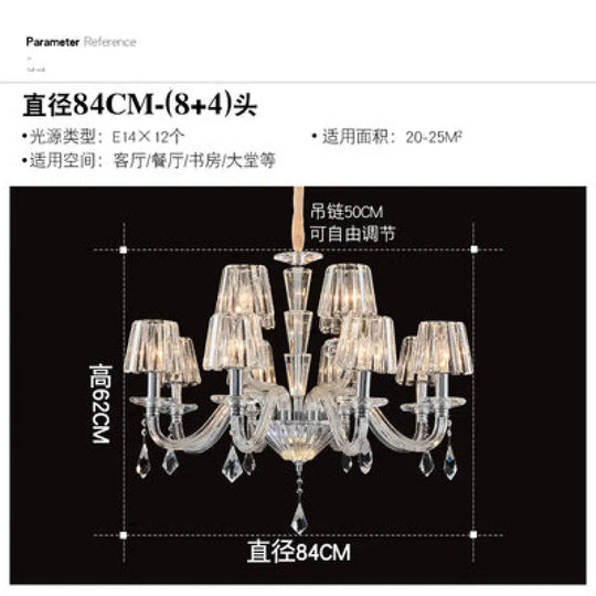 European-Style Living Room Crystal Chandelier 2024 Simple Modern Bedroom Study Lamp Light Luxury Villa Dining Room Main
