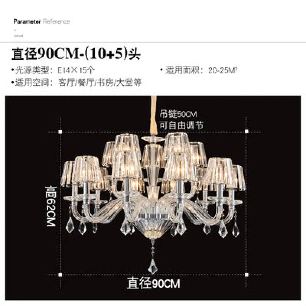 European-Style Living Room Crystal Chandelier 2024 Simple Modern Bedroom Study Lamp Light Luxury Villa Dining Room Main