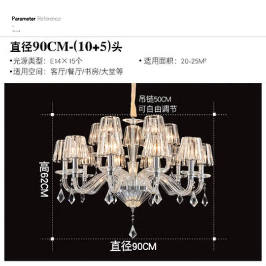 European-Style Living Room Crystal Chandelier 2024 Simple Modern Bedroom Study Lamp Light Luxury Villa Dining Room Main