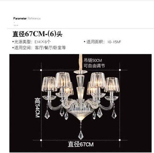 European-Style Living Room Crystal Chandelier 2024 Simple Modern Bedroom Study Lamp Light Luxury Villa Dining Room Main