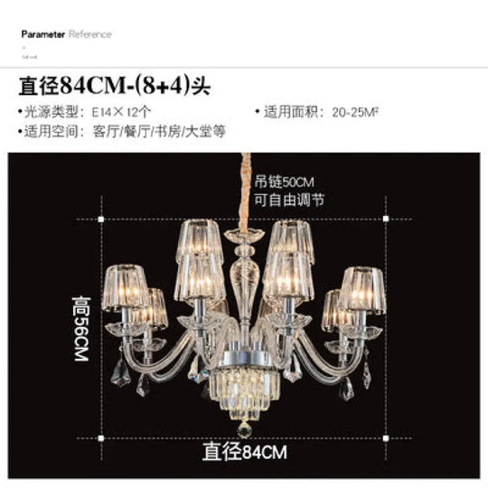 European-Style Living Room Crystal Chandelier 2024 Simple Modern Bedroom Study Lamp Light Luxury Villa Dining Room Main