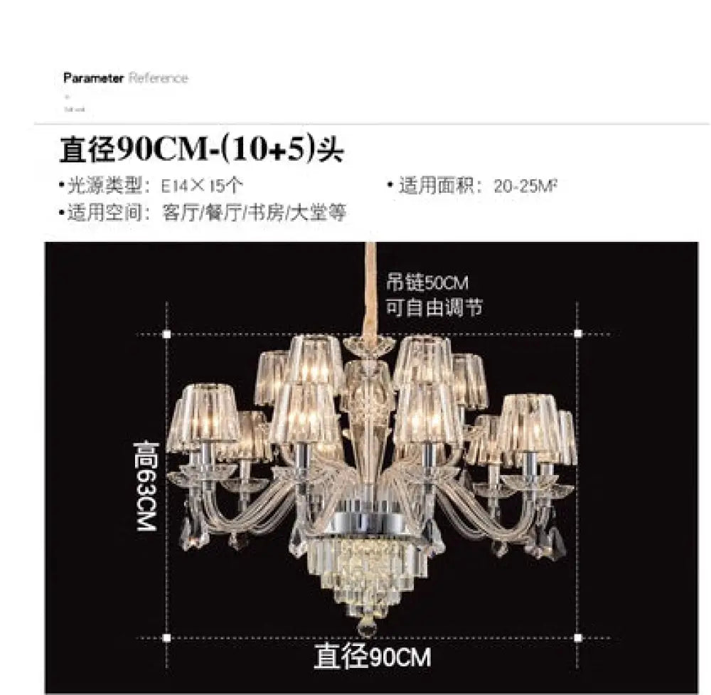 European-Style Living Room Crystal Chandelier 2024 Simple Modern Bedroom Study Lamp Light Luxury Villa Dining Room Main