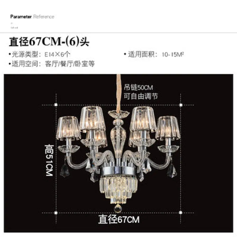 European-Style Living Room Crystal Chandelier 2024 Simple Modern Bedroom Study Lamp Light Luxury Villa Dining Room Main