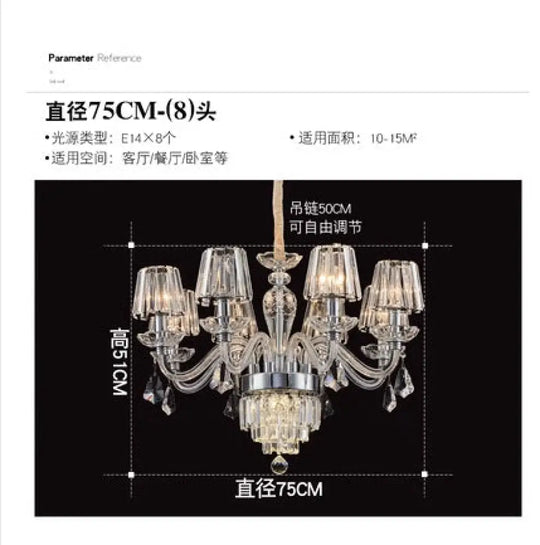 European-Style Living Room Crystal Chandelier 2024 Simple Modern Bedroom Study Lamp Light Luxury Villa Dining Room Main