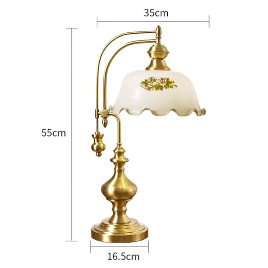 Pastoral Retro Table Lamp Bedroom Creative Bedside Lamp Living Room White Nostalgic Hand-Painted Solid Wood Wedding