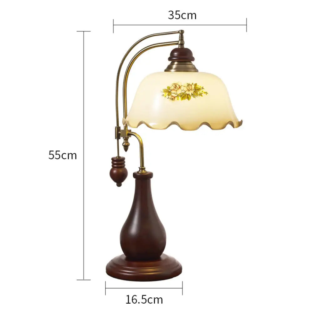 Pastoral Retro Table Lamp Bedroom Creative Bedside Lamp Living Room White Nostalgic Hand-Painted Solid Wood Wedding